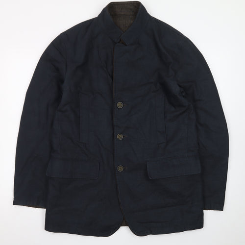 Zerosettanta Studio Men's Blue Reversible Wool Cashmere Overcoat Size 50