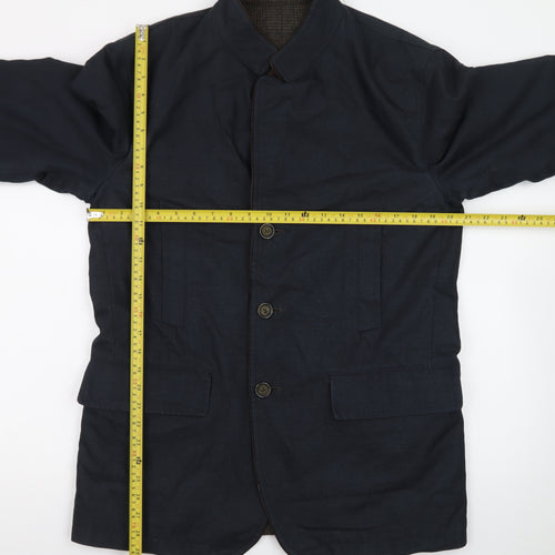 Zerosettanta Studio Men's Blue Reversible Wool Cashmere Overcoat Size 50