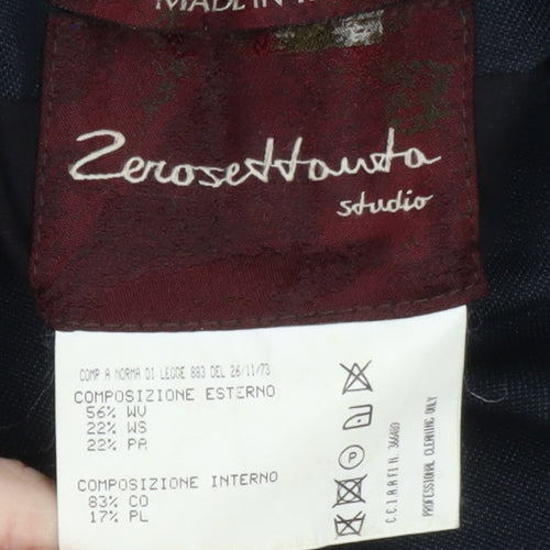 Zerosettanta Studio Men's Blue Reversible Wool Cashmere Overcoat Size 50