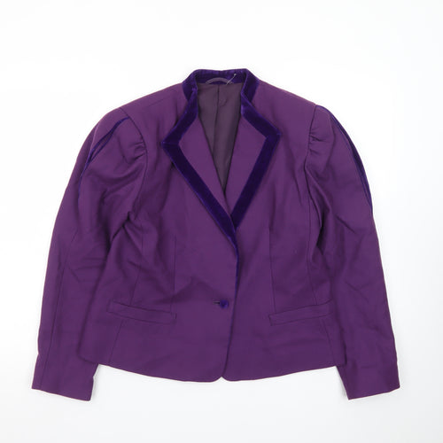 Hyphen Women’s Purple Wool Blend Peak Lapel Blazer Size 14