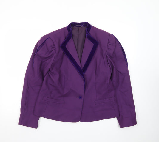 Hyphen Women’s Purple Wool Blend Peak Lapel Blazer Size 14