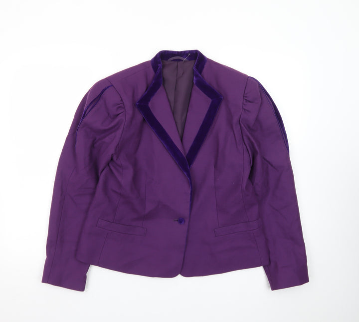 Hyphen Women’s Purple Wool Blend Peak Lapel Blazer Size 14
