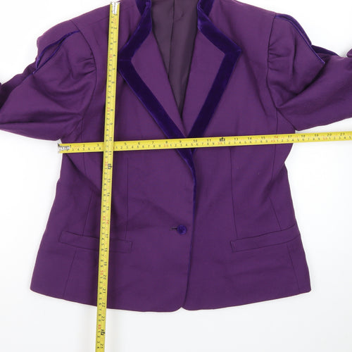 Hyphen Women’s Purple Wool Blend Peak Lapel Blazer Size 14