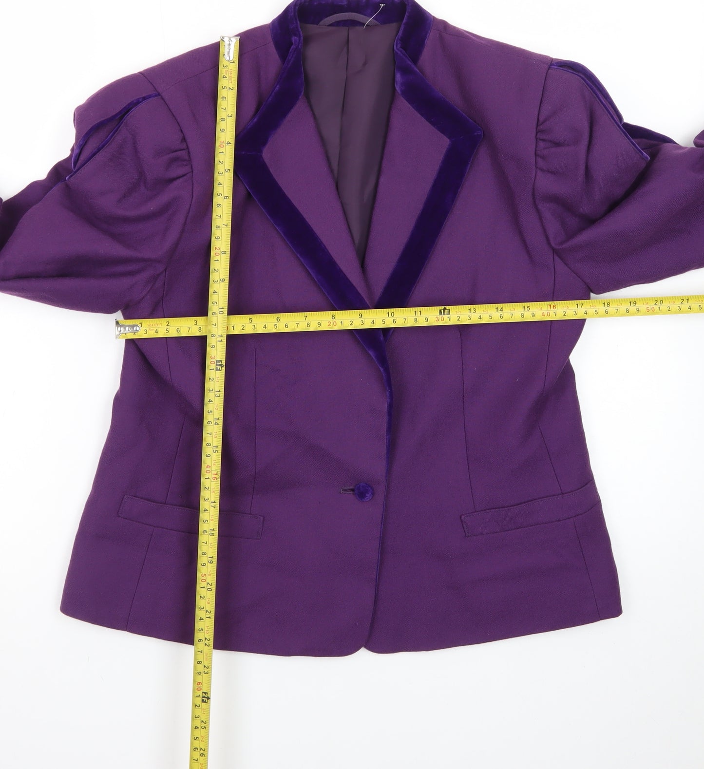 Hyphen Women’s Purple Wool Blend Peak Lapel Blazer Size 14