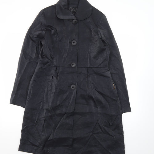 UBU Women’s Black Long Overcoat Size S Cotton Nylon Lightweight