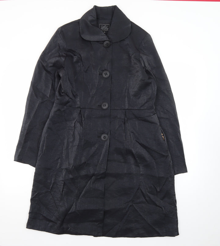 UBU Women’s Black Long Overcoat Size S Cotton Nylon Lightweight
