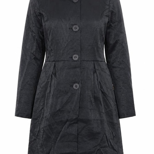 UBU Women’s Black Long Overcoat Size S Cotton Nylon Lightweight