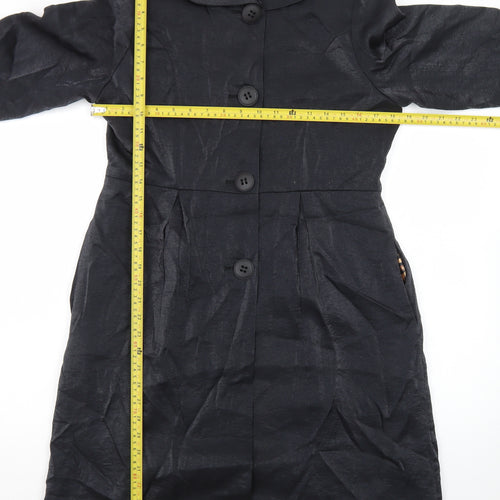 UBU Women’s Black Long Overcoat Size S Cotton Nylon Lightweight