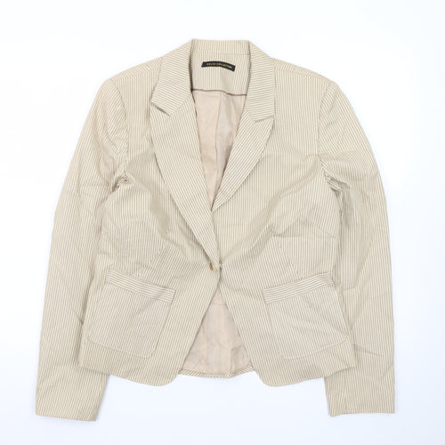 Dalia Collection Beige Pinstripe Cotton Blazer Womens Size 10