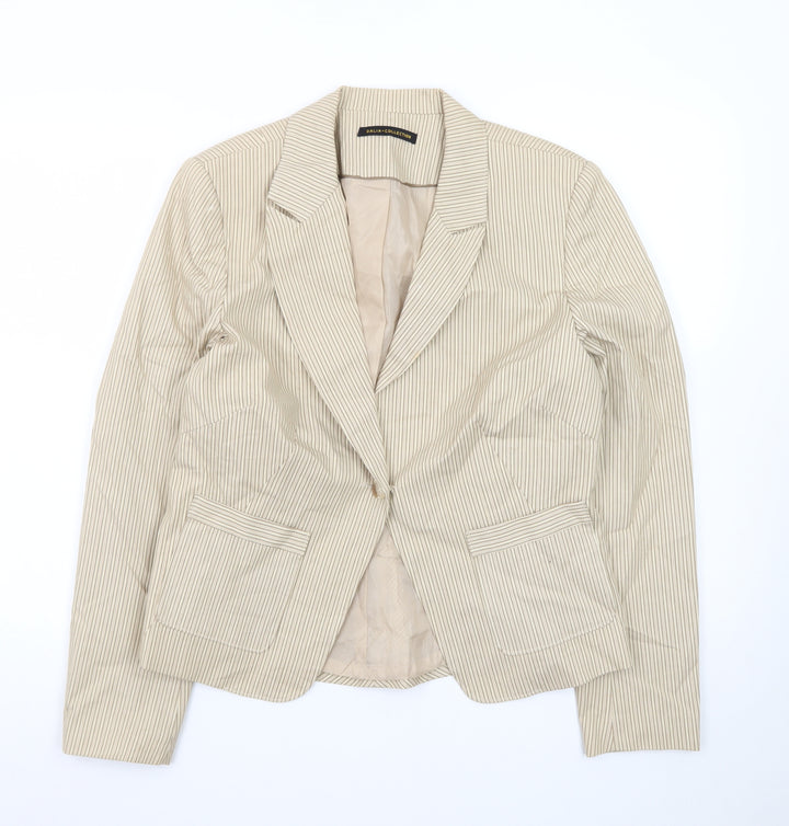 Dalia Collection Beige Pinstripe Cotton Blazer Womens Size 10