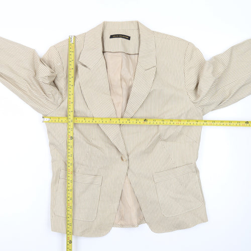 Dalia Collection Beige Pinstripe Cotton Blazer Womens Size 10