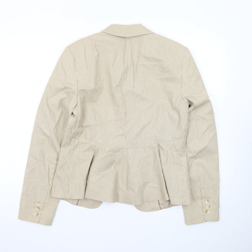 Dalia Collection Beige Pinstripe Cotton Blazer Womens Size 10