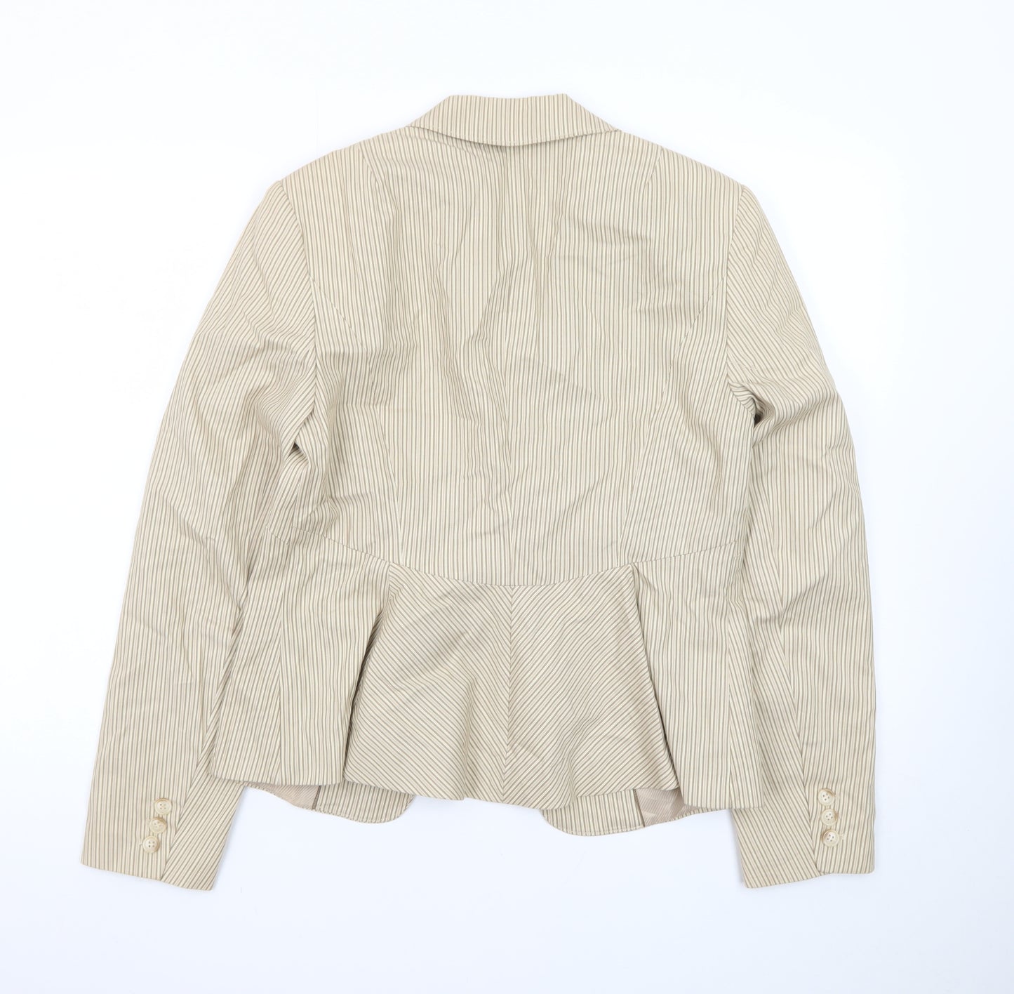 Dalia Collection Beige Pinstripe Cotton Blazer Womens Size 10