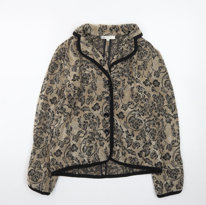 Dressbarn Women's Beige Floral Jacquard Blazer Size 8