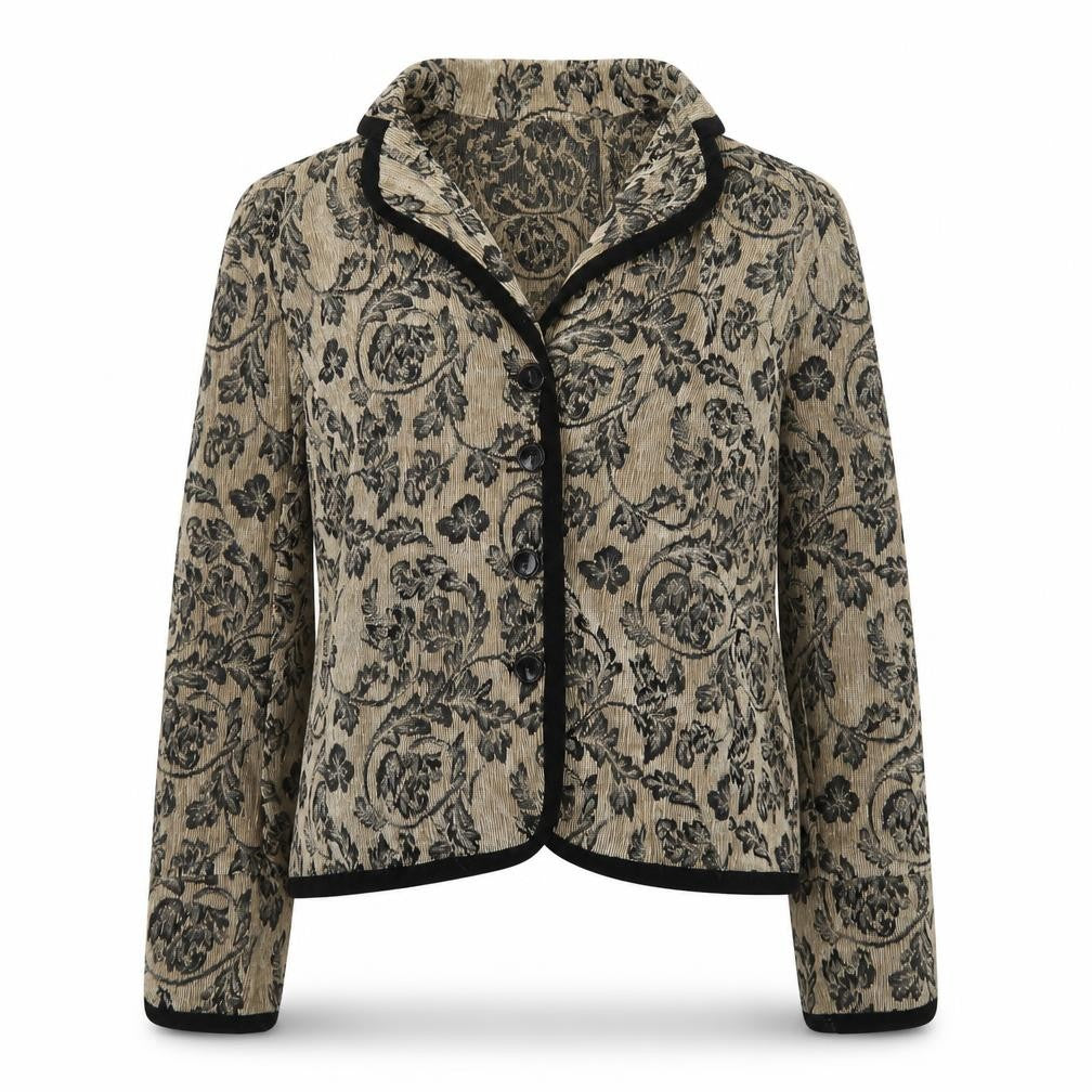 Dressbarn Women's Beige Floral Jacquard Blazer Size 8