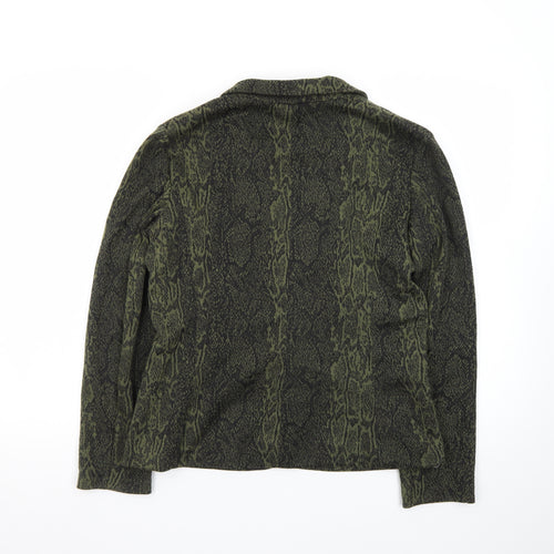Notations Women's Green Animal Print Tuxedo Blazer Size S