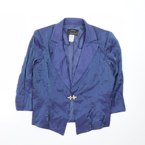 Alex Evenings Women's Blue Petite 6P Rayon Blend Single-Breasted Blazer