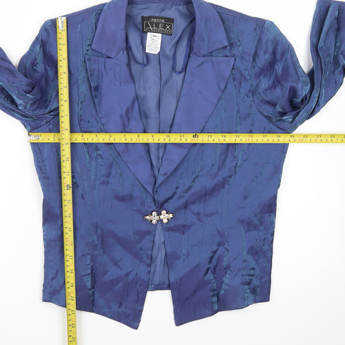 Alex Evenings Women's Blue Petite 6P Rayon Blend Single-Breasted Blazer