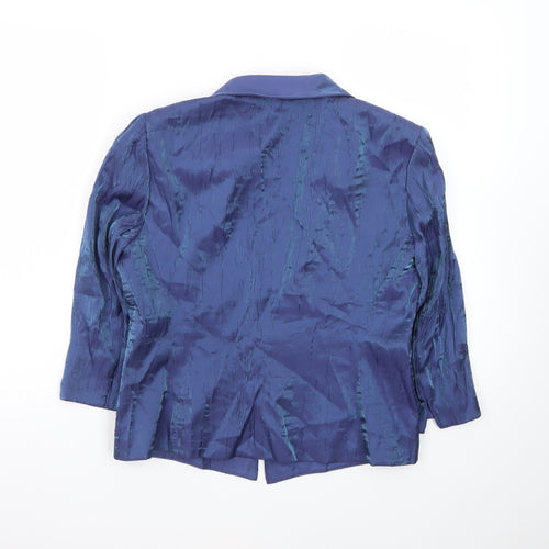 Alex Evenings Women's Blue Petite 6P Rayon Blend Single-Breasted Blazer