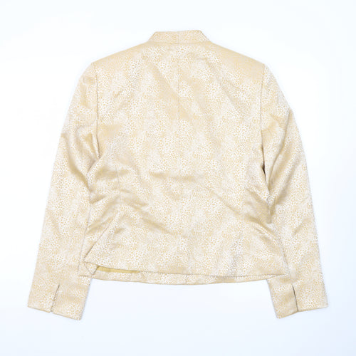 Le Suit Women's Gold Animal Print Single Breasted Jacket Size 8
