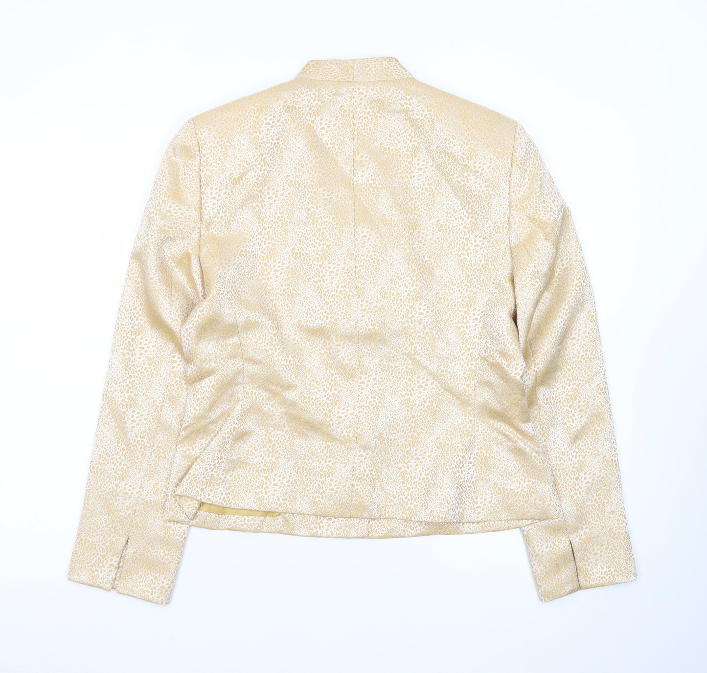 Le Suit Women's Gold Animal Print Single Breasted Jacket Size 8