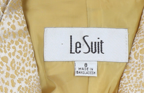 Le Suit Women's Gold Animal Print Single Breasted Jacket Size 8