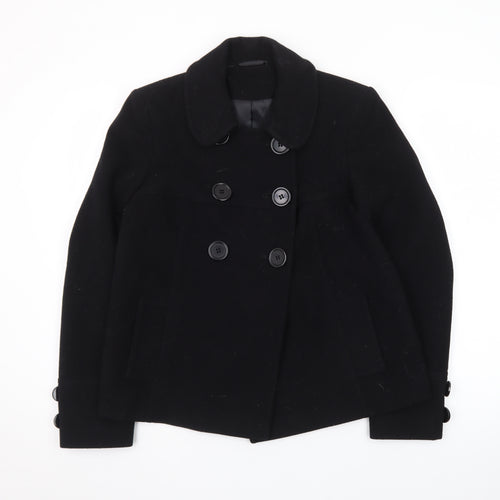 Dorothy Perkins Women's Black Wool Pea Coat Size 10