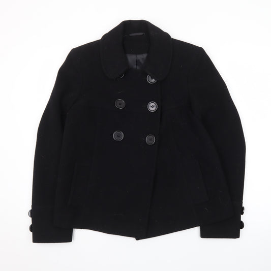 Dorothy Perkins Women's Black Wool Pea Coat Size 10