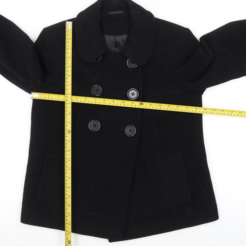 Dorothy Perkins Women's Black Wool Pea Coat Size 10