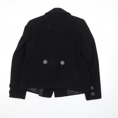 Dorothy Perkins Women's Black Wool Pea Coat Size 10