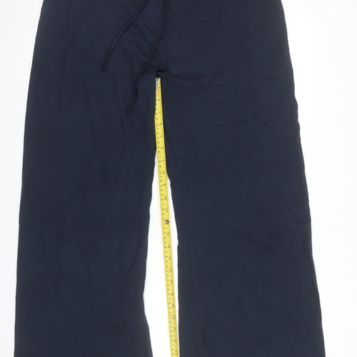 Hush Women Navy Blue Wide-Leg Drawstring Trousers Size 14