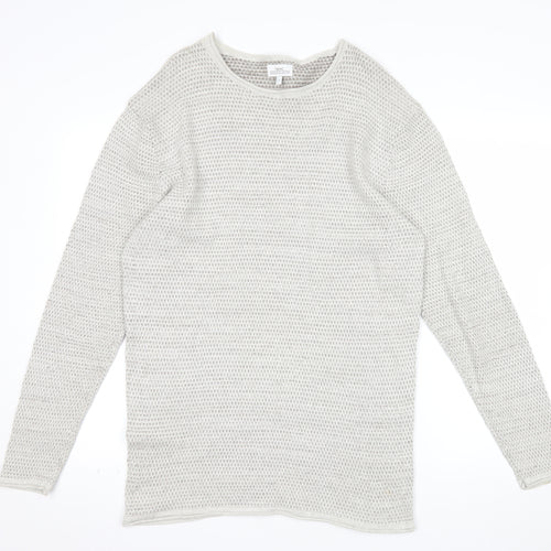 Next Mens Beige Cotton Waffle Knit Jumper Size L