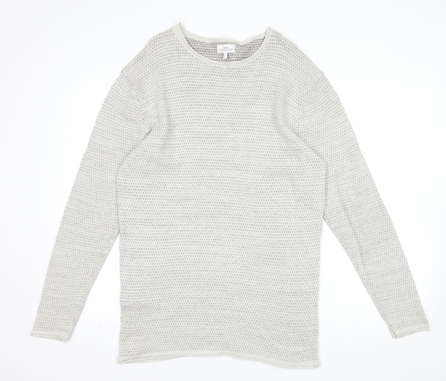 Next Mens Beige Cotton Waffle Knit Jumper Size L