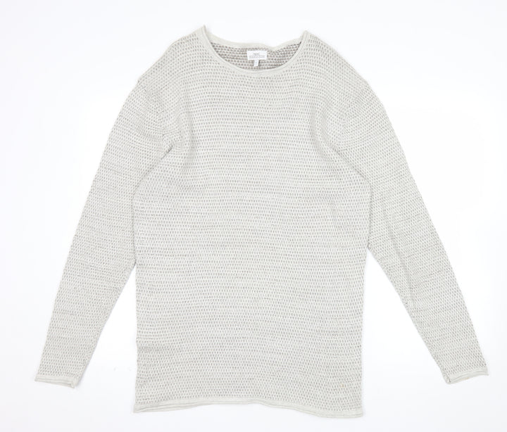 Next Mens Beige Cotton Waffle Knit Jumper Size L