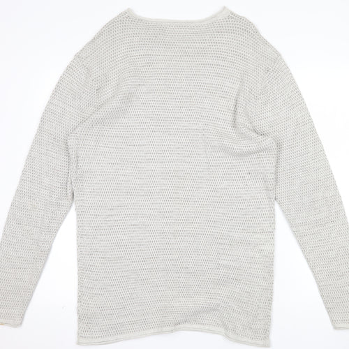 Next Mens Beige Cotton Waffle Knit Jumper Size L