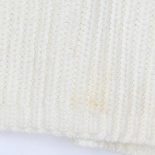 H&M Women Ivory Chunky Knit V-Neck Sleeveless Vest S