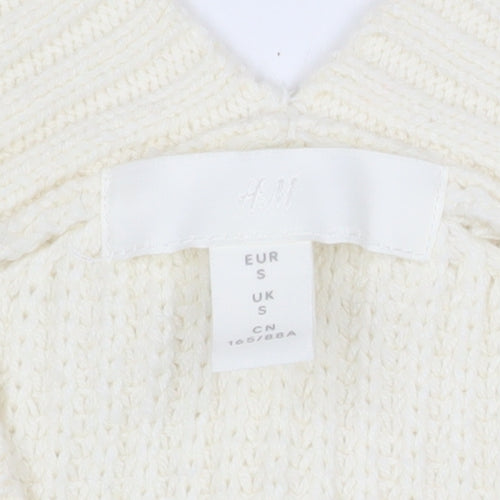 H&M Women Ivory Chunky Knit V-Neck Sleeveless Vest S