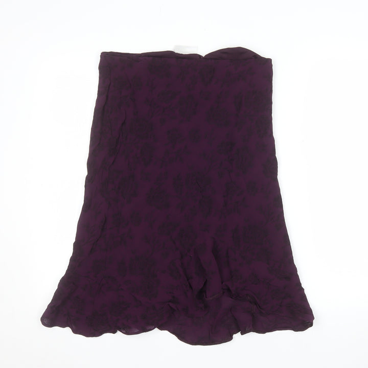 Wallis Women’s Purple Floral Midi Flare Skirt Size 10 Petite