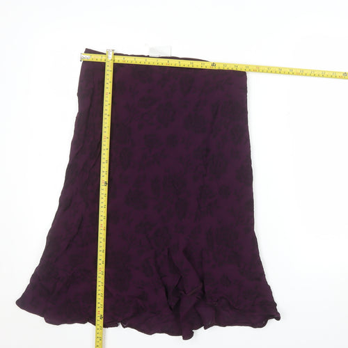 Wallis Women’s Purple Floral Midi Flare Skirt Size 10 Petite