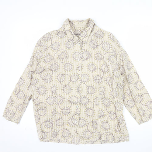 Hawkshead Womens Beige Floral Cotton Button-Up Shirt Size 16
