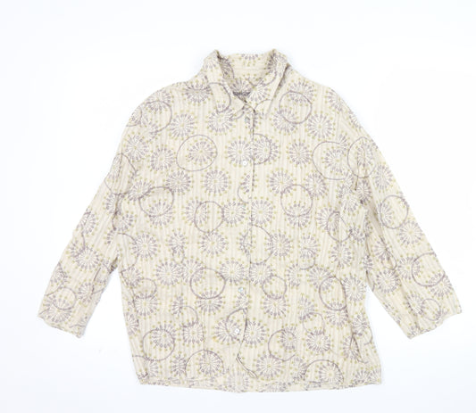 Hawkshead Womens Beige Floral Cotton Button-Up Shirt Size 16