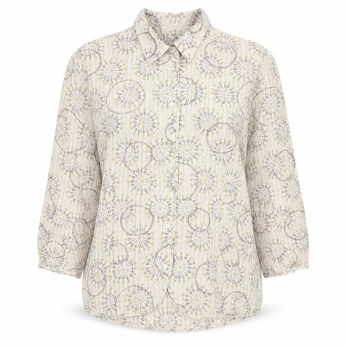 Hawkshead Womens Beige Floral Cotton Button-Up Shirt Size 16