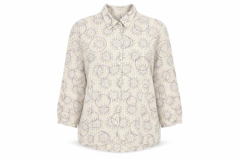 Hawkshead Womens Beige Floral Cotton Button-Up Shirt Size 16