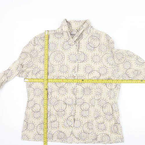 Hawkshead Womens Beige Floral Cotton Button-Up Shirt Size 16