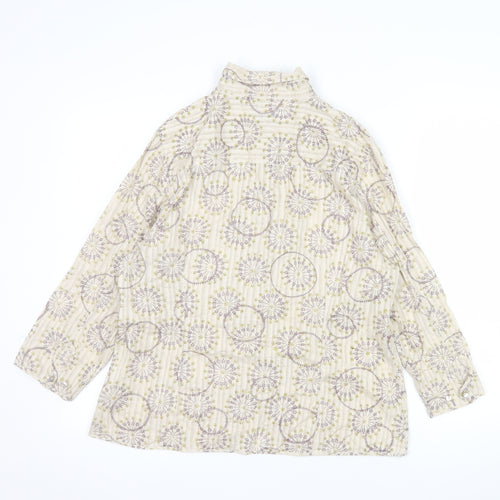 Hawkshead Womens Beige Floral Cotton Button-Up Shirt Size 16