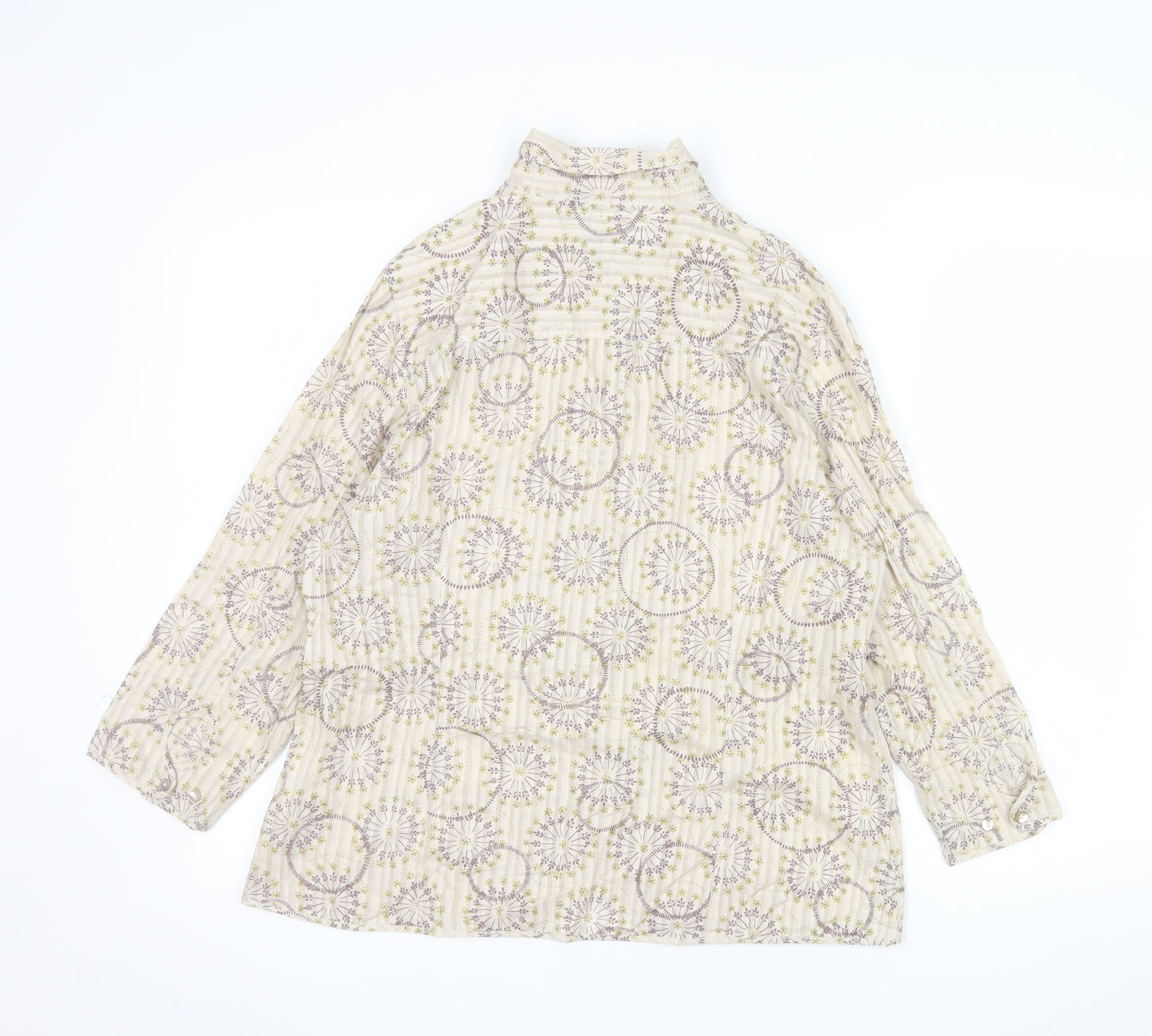 Hawkshead Womens Beige Floral Cotton Button-Up Shirt Size 16