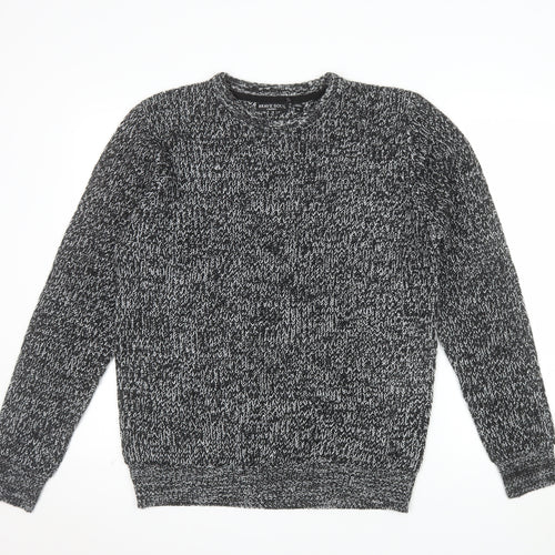 Brave Soul Men's Grey Chunky Knit Crew Neck Jumper Size M
