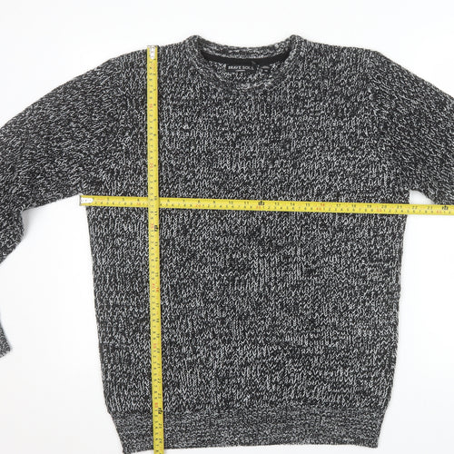 Brave Soul Men's Grey Chunky Knit Crew Neck Jumper Size M
