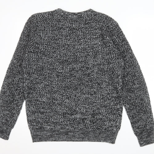 Brave Soul Men's Grey Chunky Knit Crew Neck Jumper Size M