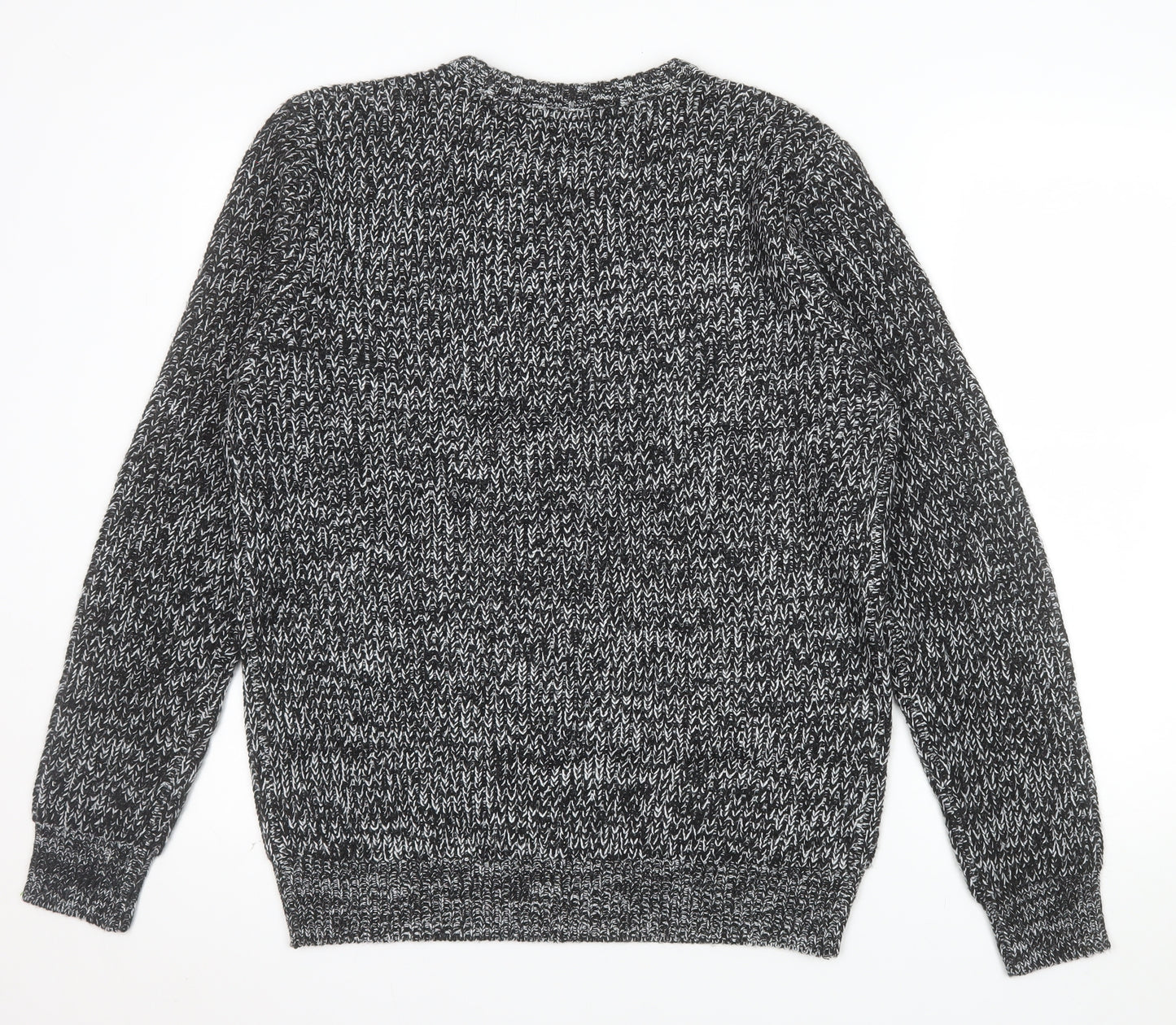 Brave Soul Men's Grey Chunky Knit Crew Neck Jumper Size M